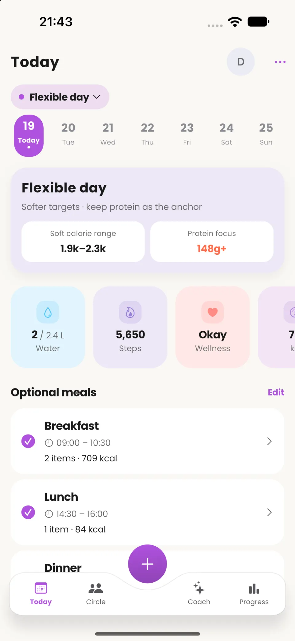 Limotein Flexible day with calorie range and protein focus