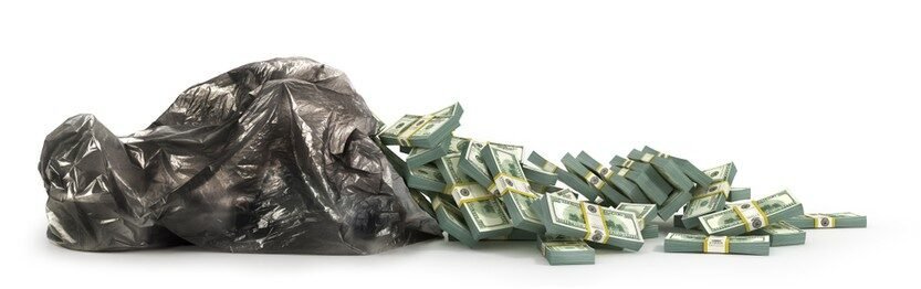 Cash out garbage bag isolated 260nw 1137548222